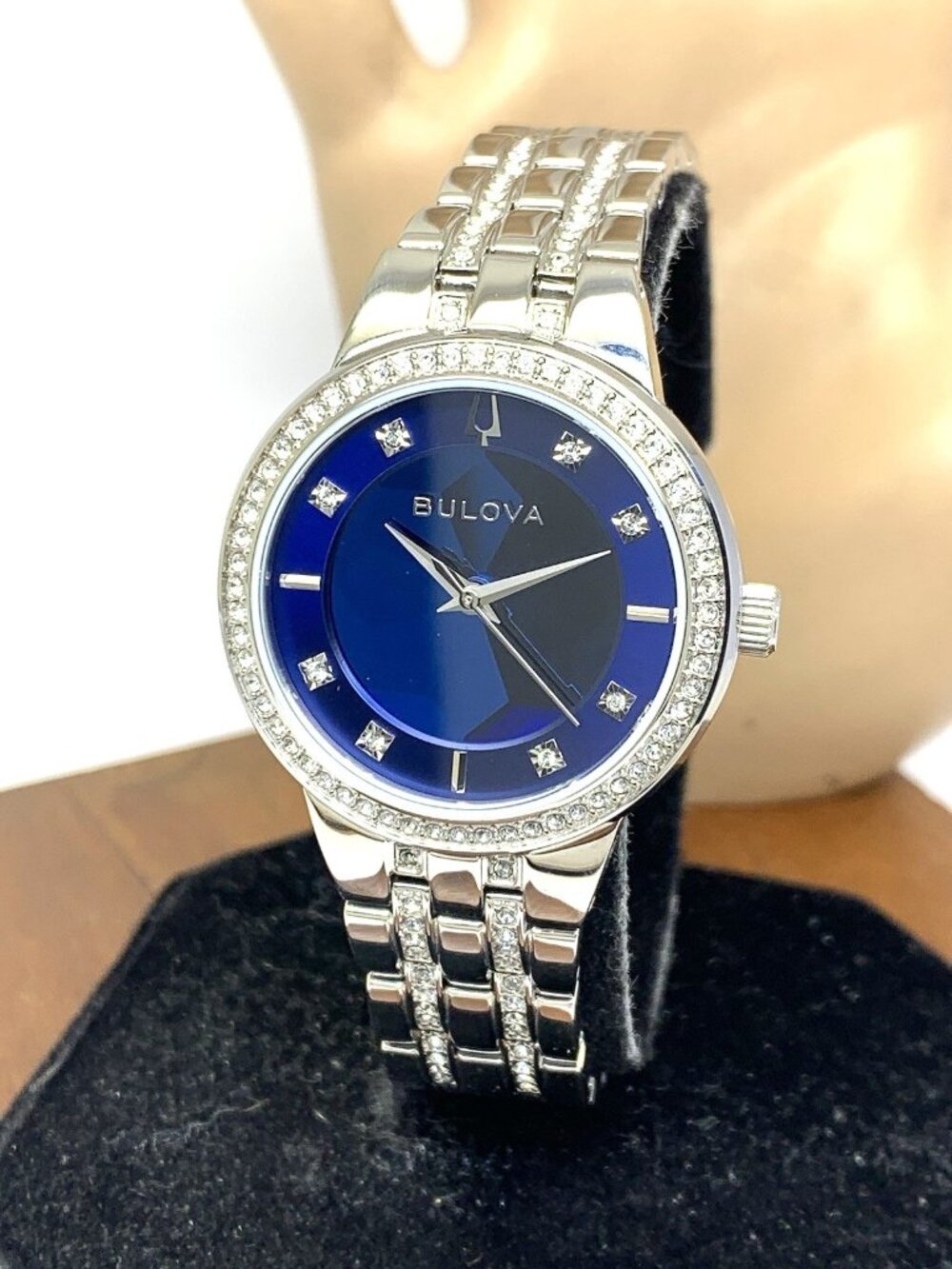 Bulova Women's Watch 96L276 Phantom Quartz Crystal Blue Dial Silver Steel 32mm